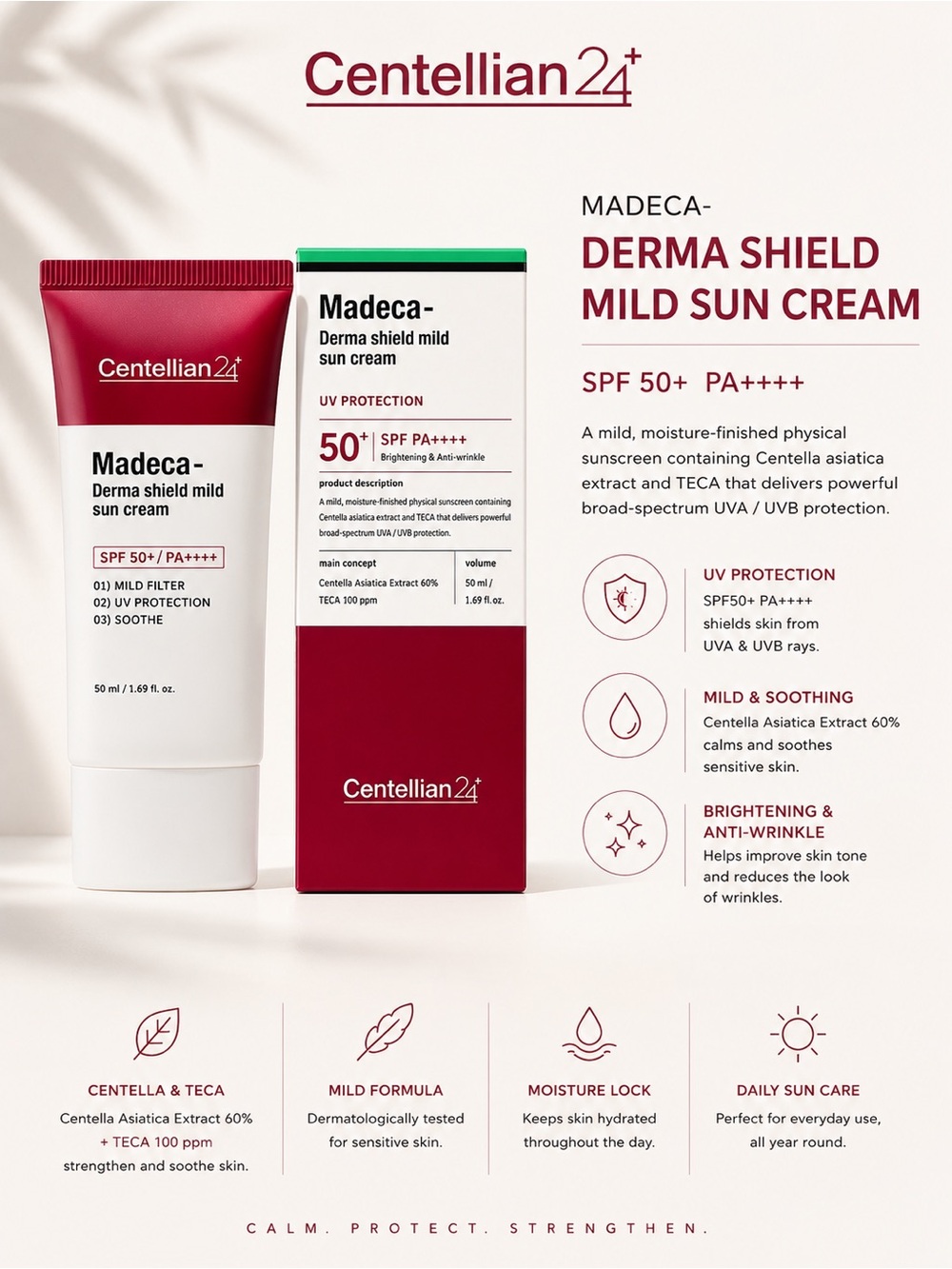 Centellian24 Madeca-Derma Shield Mild Sun Cream SPF50+ PA++++ EXP: 2028/01/24